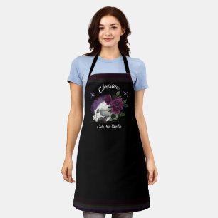Custom text skull sugarbirds Gothic Halloween Apron