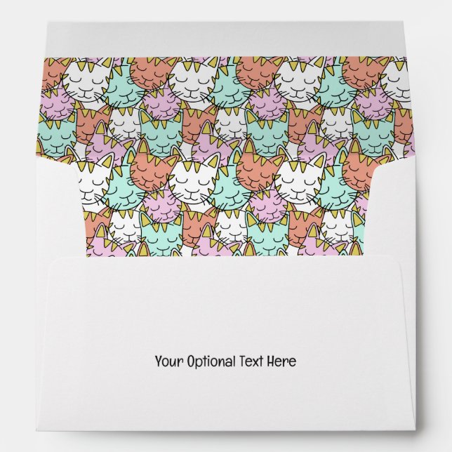 Custom Text Sleeping Cats Pattern Envelope (Back (Bottom))