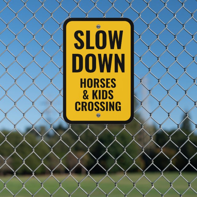 Custom Text Slow Down Horse Barn Ranch Metal Sign (In Situ(Fence))