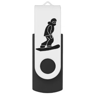 Custom Text Snowboarder Snowboarding Flash Drive