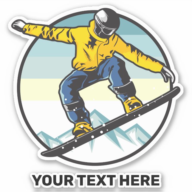 Custom Text SNOWBOARDER Sticker (Front)