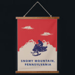 Custom Text Snowmobile Mountains Vintage Travel Hanging Tapestry<br><div class="desc">Add the name of your favorite ski slope or any custom text to create your own personalized tapestry wall hanging in the style of a vintage travel poster. It has a fun retro feel with its red, navy blue and cream color scheme and features an illustration of a snowmobile and...</div>