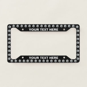 Custom Text Soccer Ball Pattern License Plate Frame