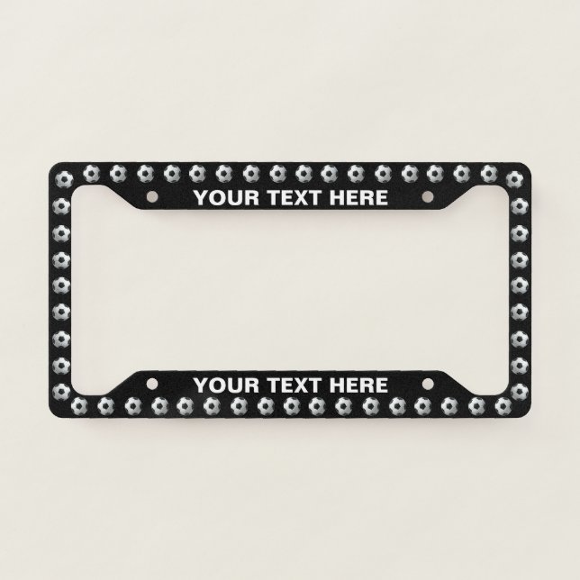 Custom Text Soccer Ball Pattern  License Plate Frame (Front)