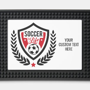 Custom Text Soccer Logo Bar Mat