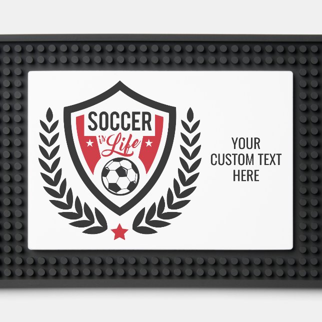 Custom Text Soccer Logo Bar Mat (Front (Close Up))