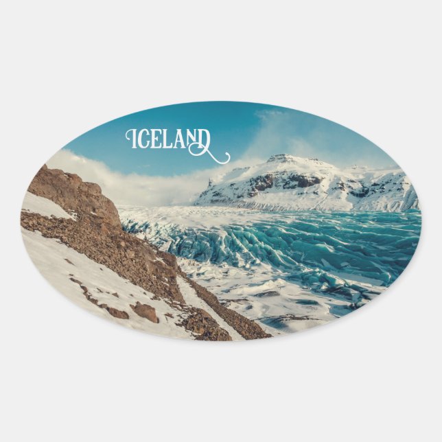 Custom Text Solheimajokull, Iceland Oval Sticker (Front)