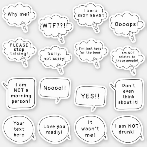 Custom Text Speech  Thought Bubble Scrapbooking Sticker
