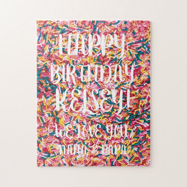 Custom Text Sprinkles | Happy Birthday Jigsaw Puzzle (Vertical)