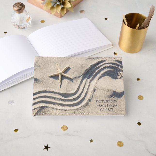 Custom text Starfish Guest Book (Front Open)