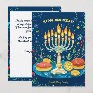 Custom text Starlit Hanukkah Wishes Holiday Card