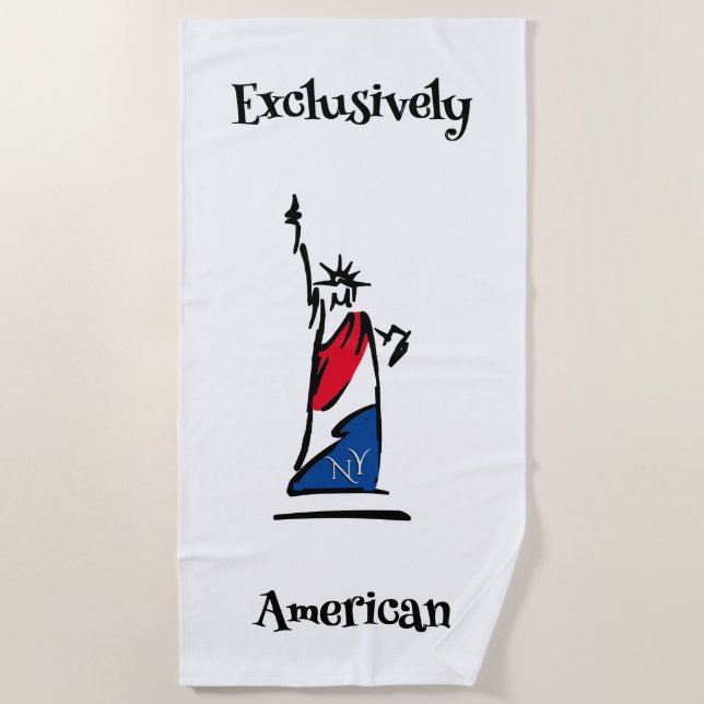 Custom Text Statue of Liberty Lady Liberty Stripes Beach Towel (Front)