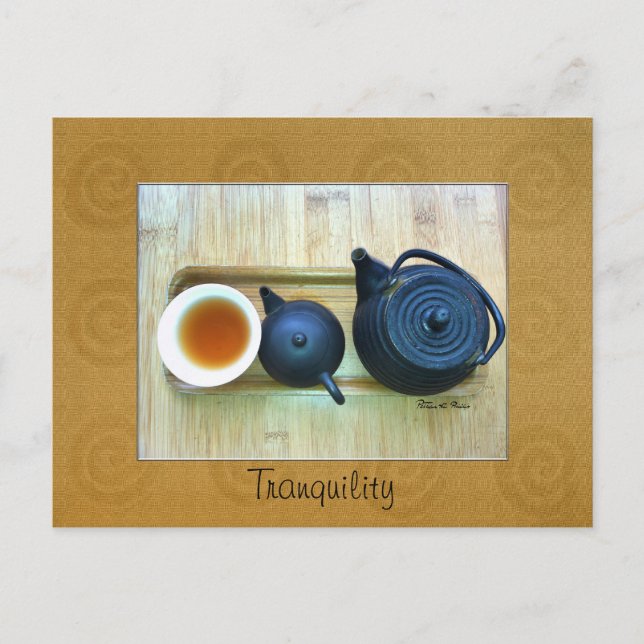 Custom Text Still Life Tea Setting Photo Postcard (Front)