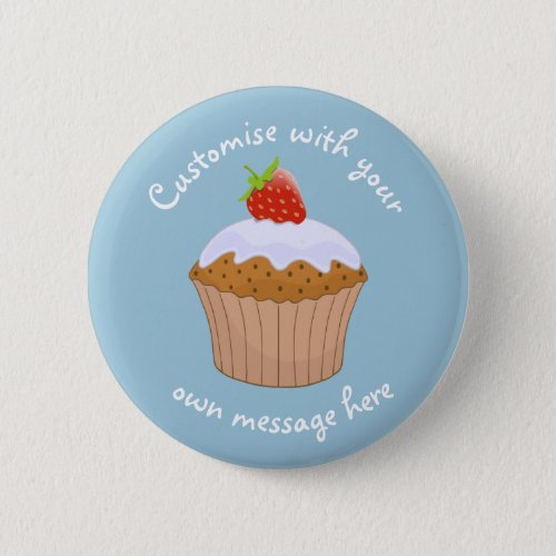 Custom Text Strawberry Bun Cute Button