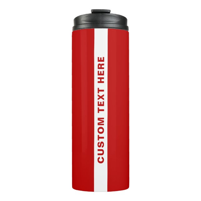 Custom Text Stylish Red White Thermal Tumbler (Front)