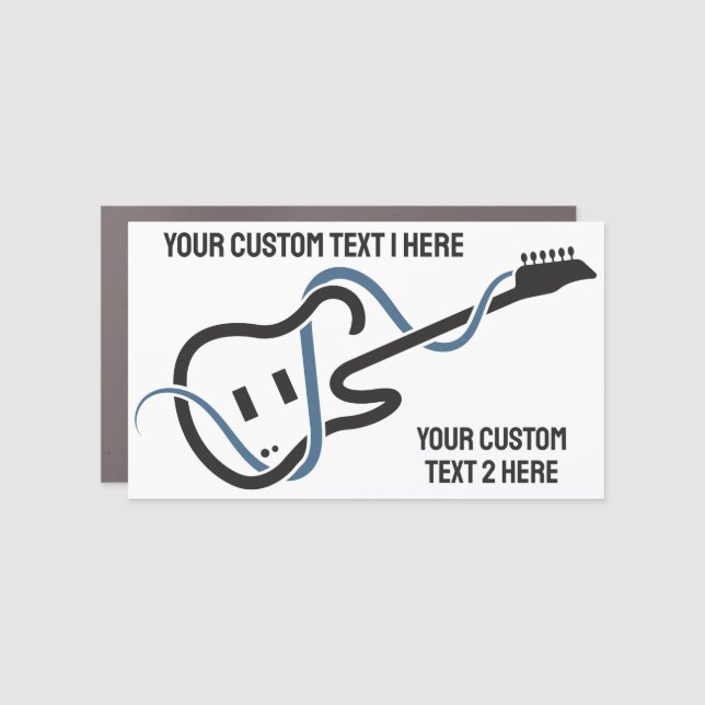 Custom Text Stylized Guitar Car Magnet (Front)