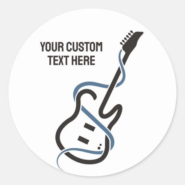 Custom Text Stylized Guitar Classic Round Sticker (Front)