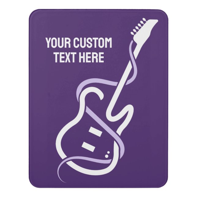 Custom Text Stylized Guitar Door Sign (Contemporary Vert)