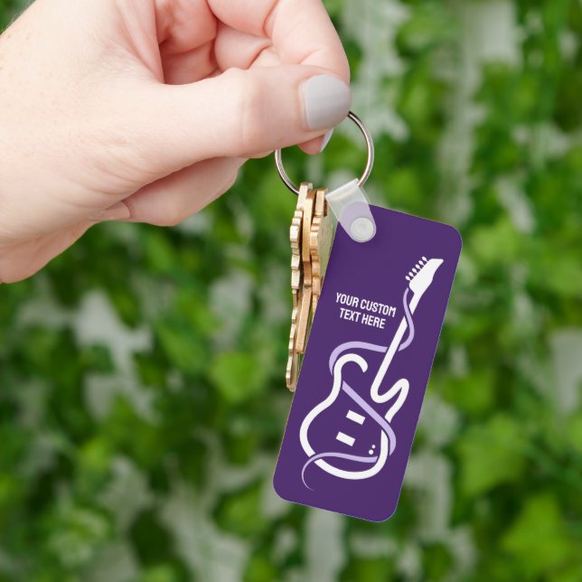 Custom Text Stylized Guitar Keychain (Hand)