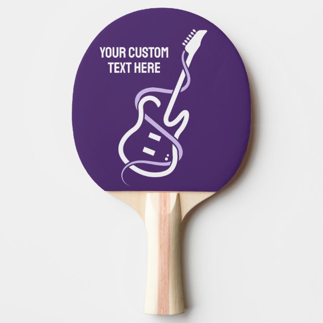 Custom Text Stylized Guitar Ping Pong Paddle (Front)