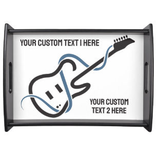 Custom Text Stylized Guitar Serving Tray
