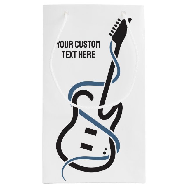 Custom Text Stylized Guitar Small Gift Bag (Back)