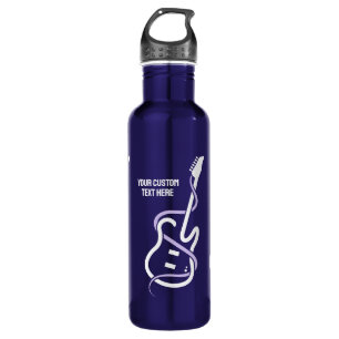 Custom Text Stylized Guitar Stainless Steel Water Bottle