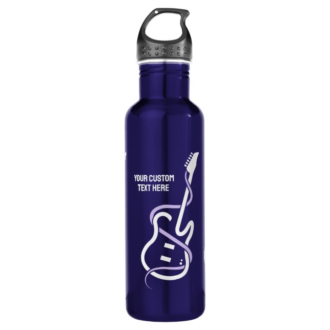 Custom Text Stylized Guitar Stainless Steel Water Bottle (Front)