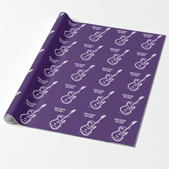 Custom Text Stylized Guitar Wrapping Paper (Unrolled)
