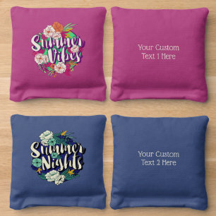 Custom Text Summer Vibes / Summer Nights Cornhole Bags