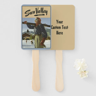 Custom text Sun Valley Idaho vintage travel Hand Fan