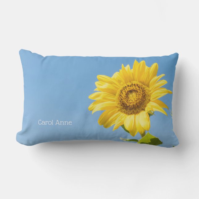 Custom text Sunflower Lumbar Pillow (Front)