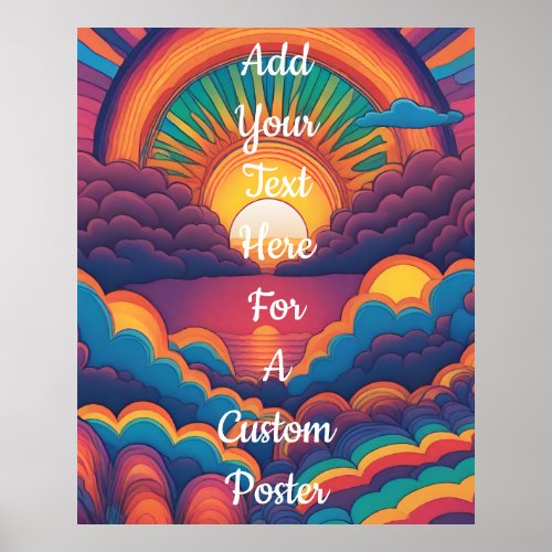 Custom Text Sunrise Psychedelic AI Art Poster