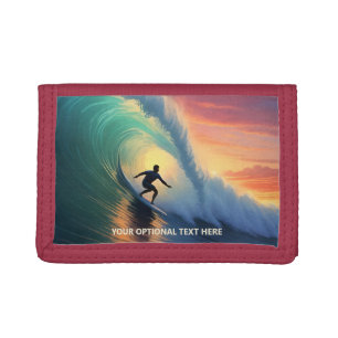 Custom Text Surfer Tri-fold Wallet
