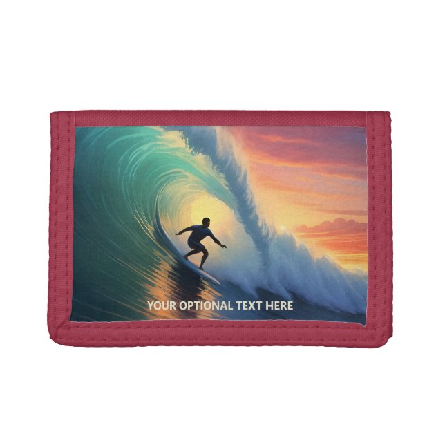 Custom Text Surfer Trifold Wallet (Front)