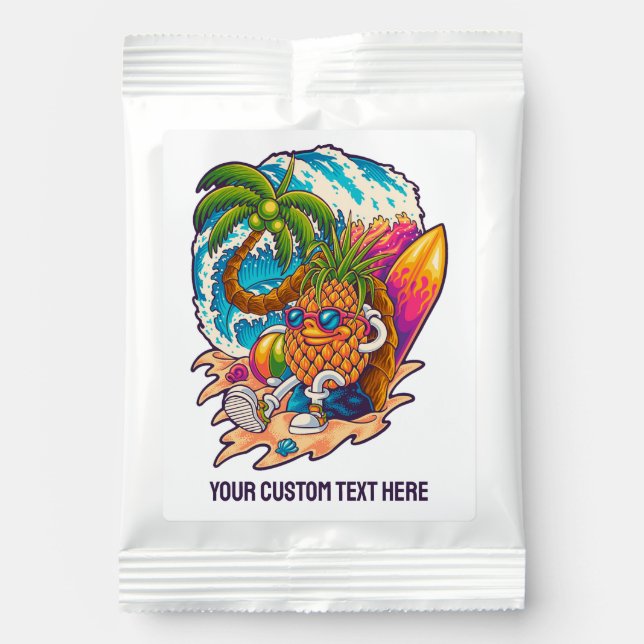 Custom Text Surfing Pineapple Margarita Drink Mix (Front)
