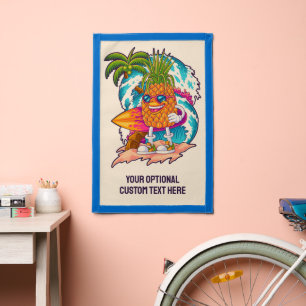 Custom Text Surfing Pineapple Pennant