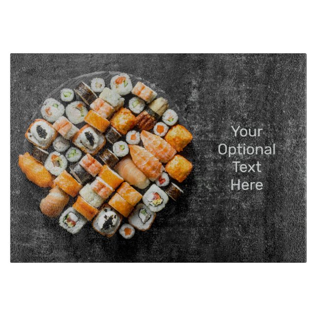 Custom text Sushi Platter Cutting Board (Front)