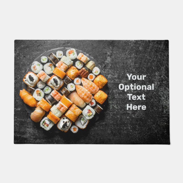 Custom text Sushi Platter Doormat (Front)