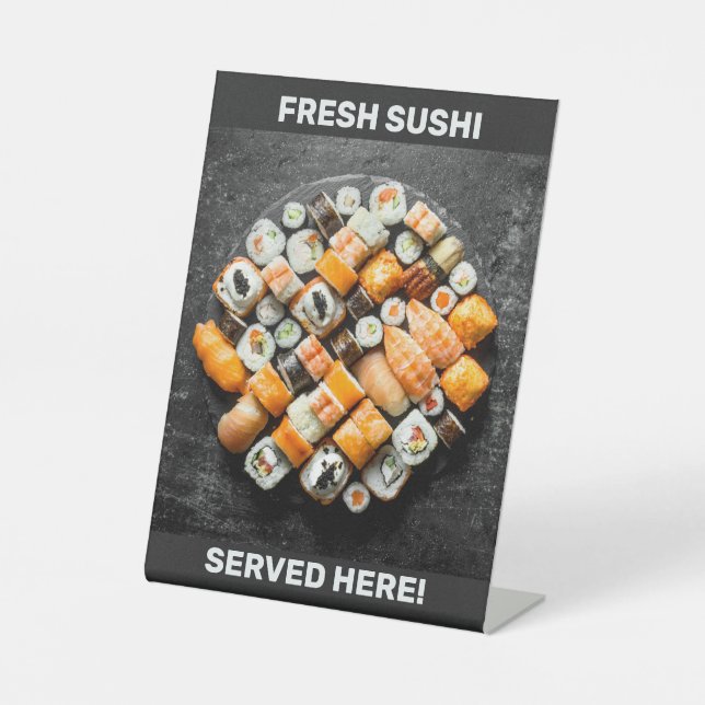 Custom Text Sushi Platter Pedestal Sign (Front)