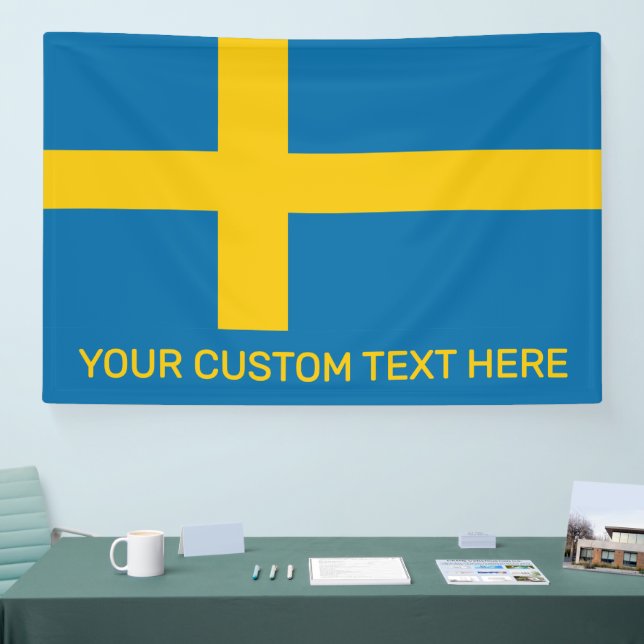 Custom Text Swedish Flag Banner (Tradeshow)