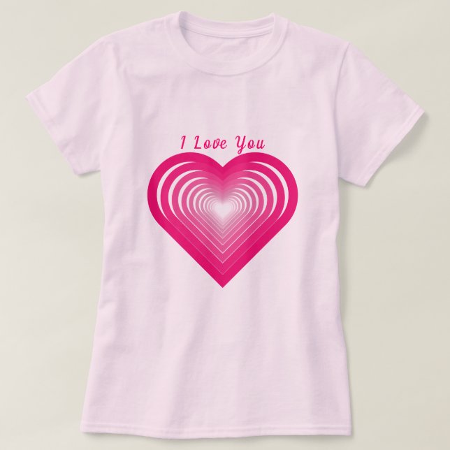 Custom Text T-Shirt - I Love You - Hearts (Design Front)