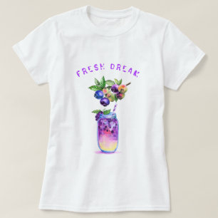 Custom Text T-Shirt with Blueberry Juice Drink