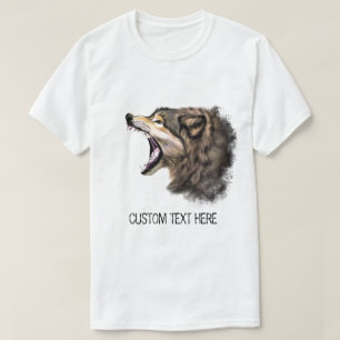 Custom Text T-Shirt with Wolf