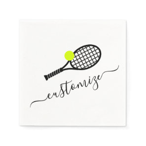 Custom Text Tennis Ball Racket Party Banquet Napkins
