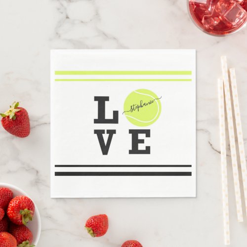 Custom Text Tennis Ball Racket Party Banquet  Napkins