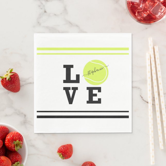 Custom Text Tennis Ball Racket Party Banquet  Napkins (Insitu)