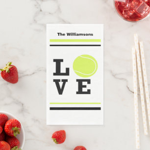 Custom Text Tennis Ball Racket Party Banquet  Paper Guest Towels