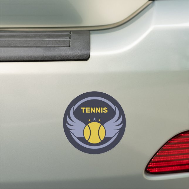Custom Text Tennis Ball with Wings Car Magnet (In Situ)