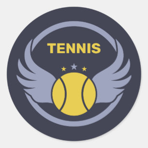 Custom Text Tennis Ball with Wings Classic Round Sticker
